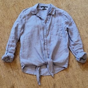Linen Front Tie Blouse